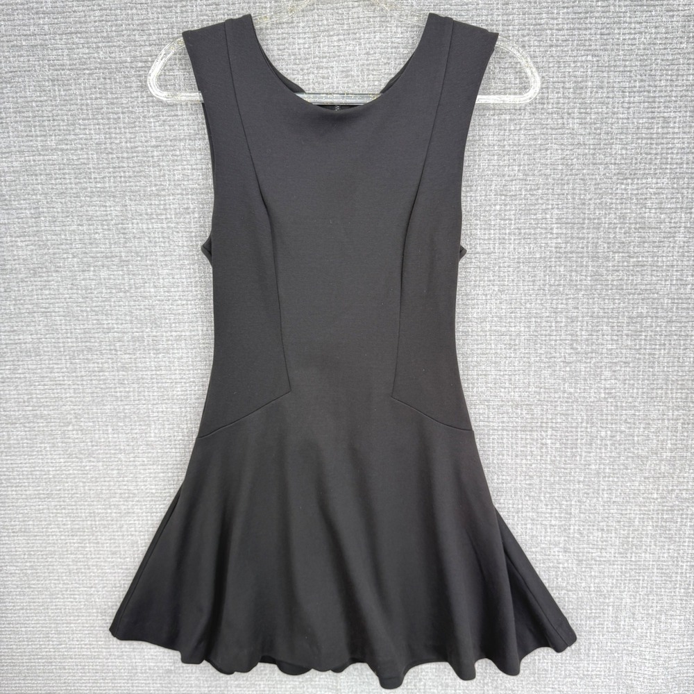 Free People Black Sleeveless Fit & Flare Mini Dress Sz XS LBD Skater